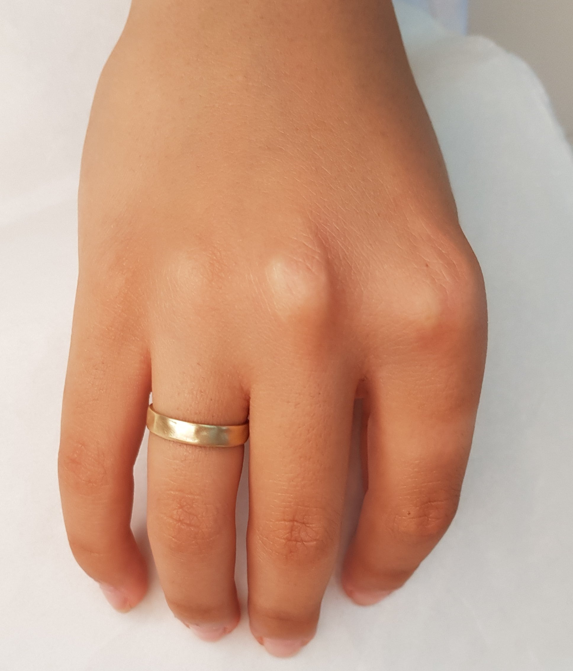 18K Matte Gold Matching Wedding Ring Set