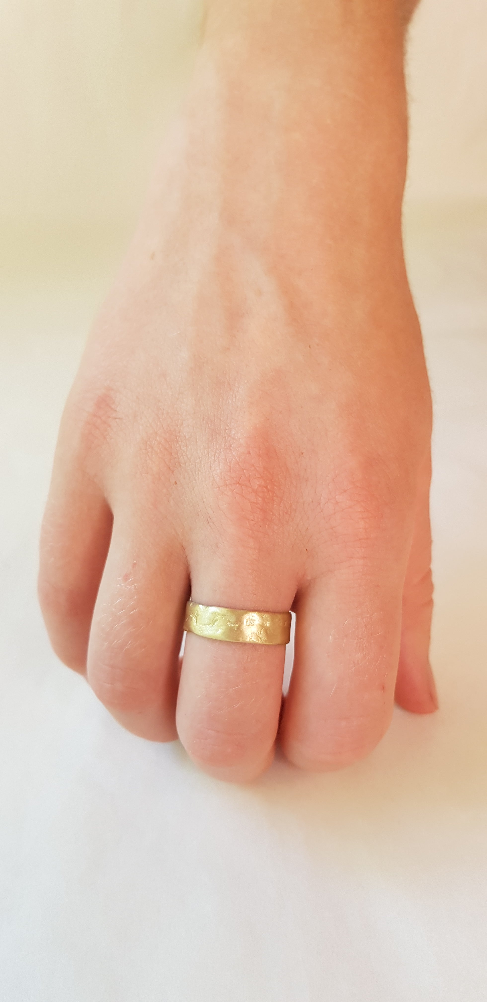 Matte Finnish Textured 14k Yellow Gold Wedding Ring 6mm Wide