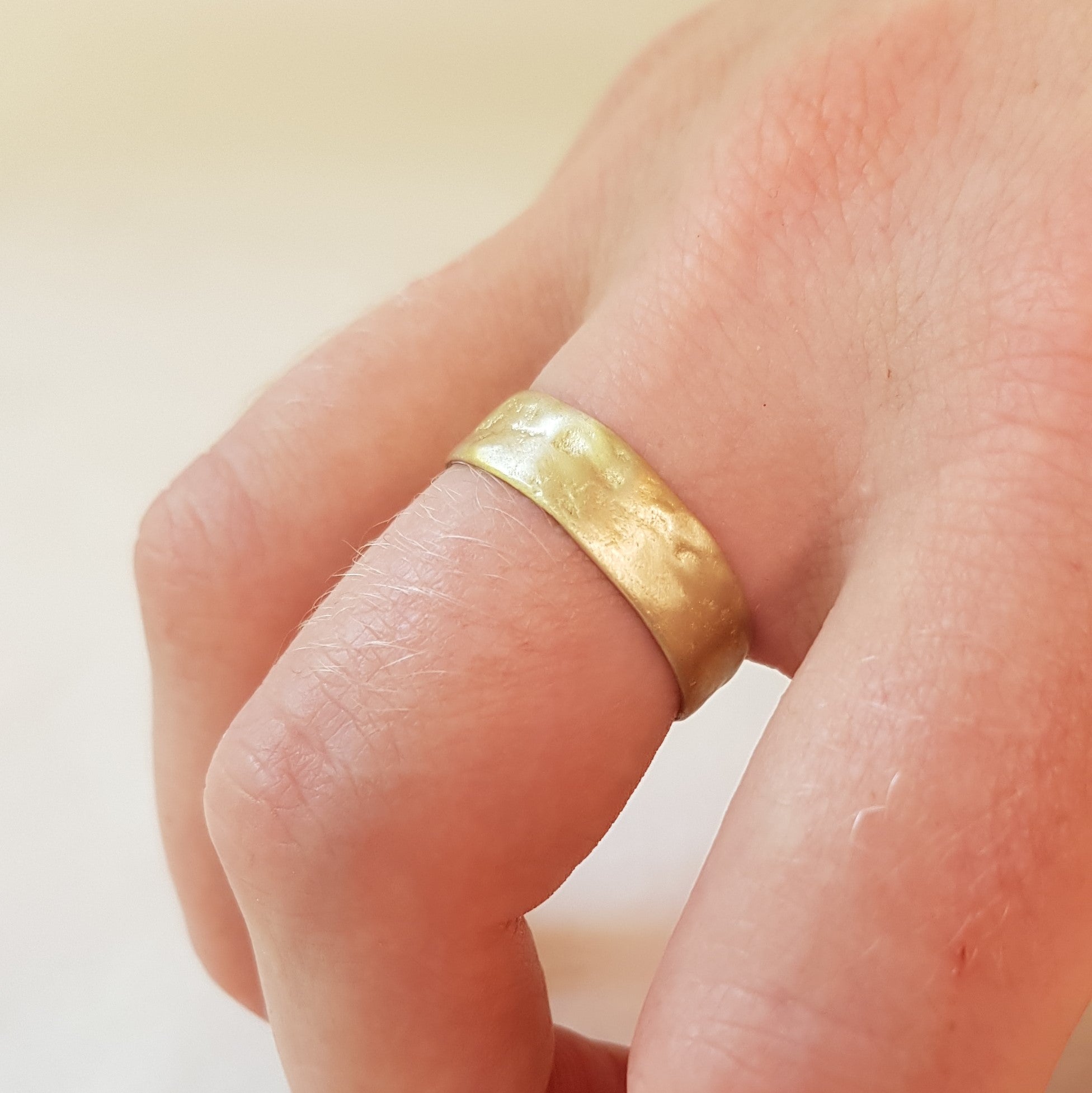 Matte Finnish Textured 14k Yellow Gold Wedding Ring 6mm Wide