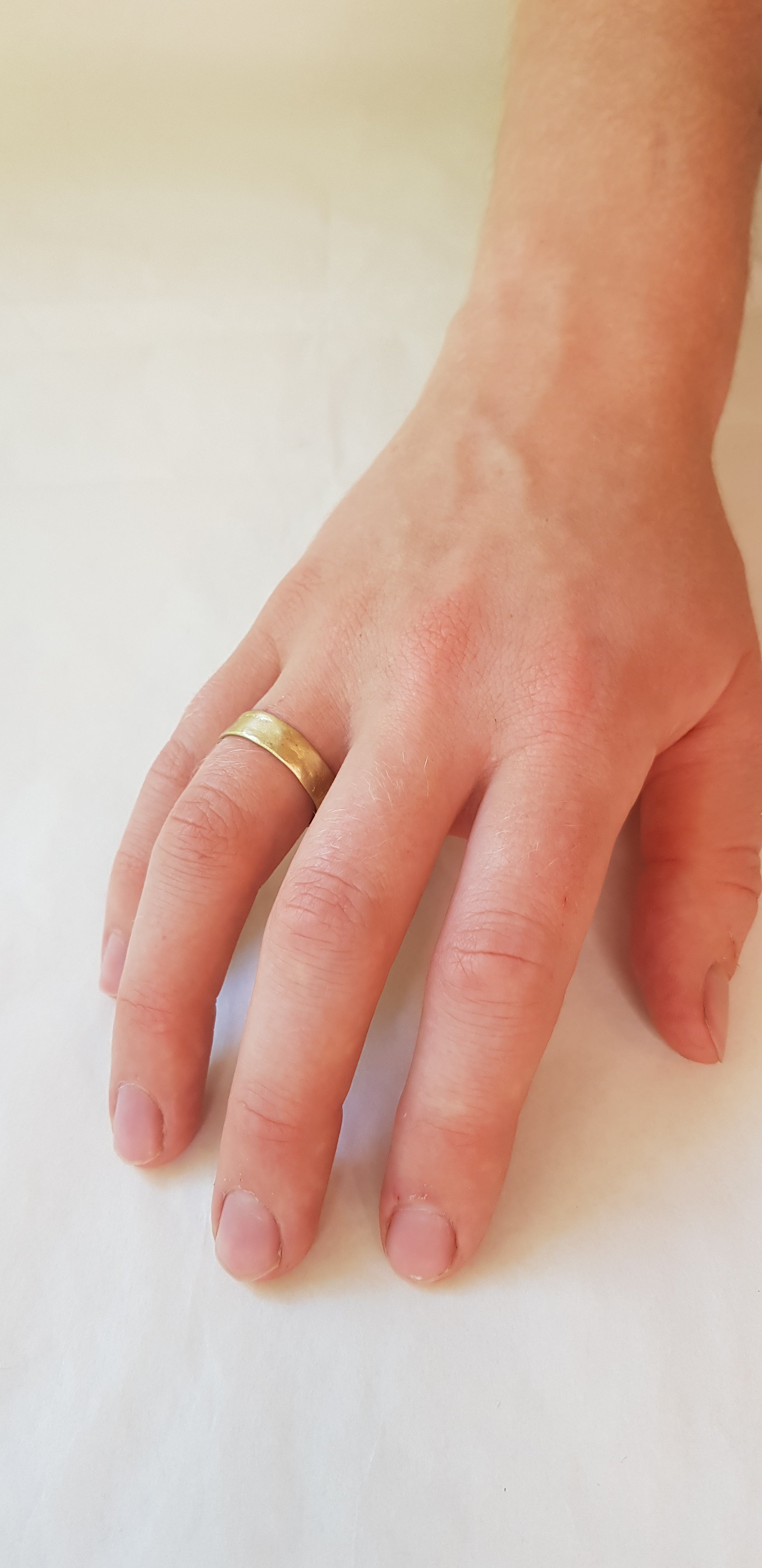 Matte Finnish Textured 14k Yellow Gold Wedding Ring 6mm Wide