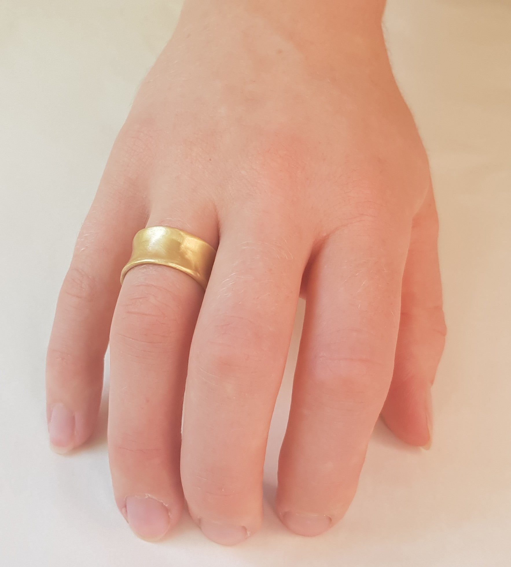 10mm Wide Wedding Ring Matte Gold Finish-ZadokGold