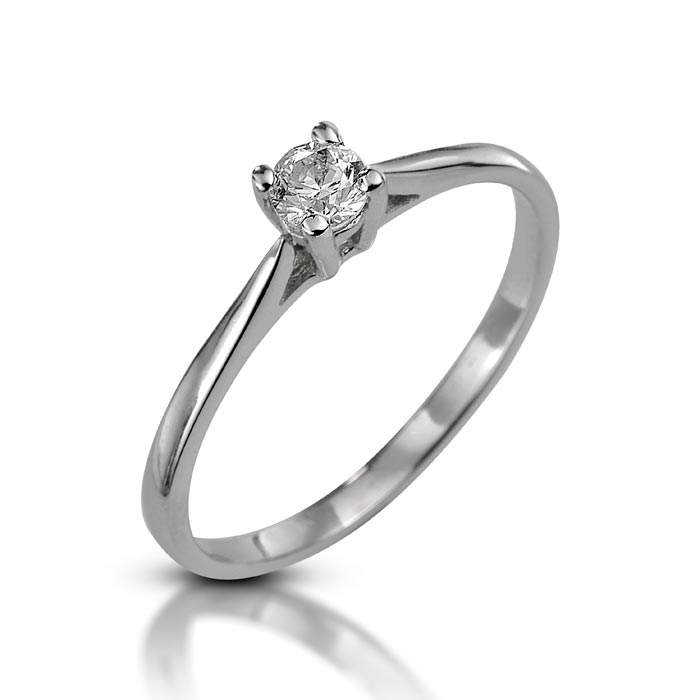 Classic Solitaire Diamond Promise Ring White Gold
