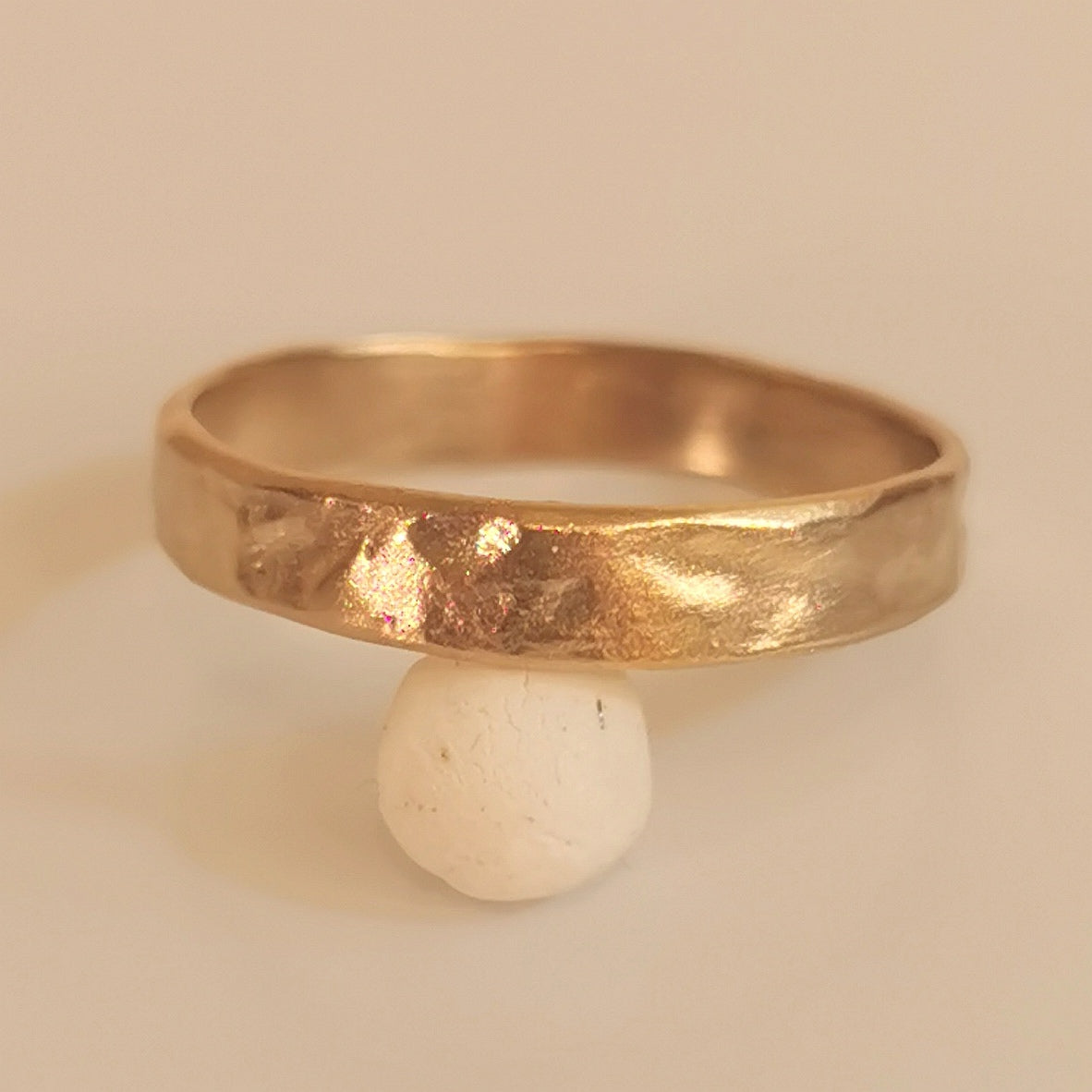 Hammered Gold Wedding Band,Slim 4mm Stacking Ring
