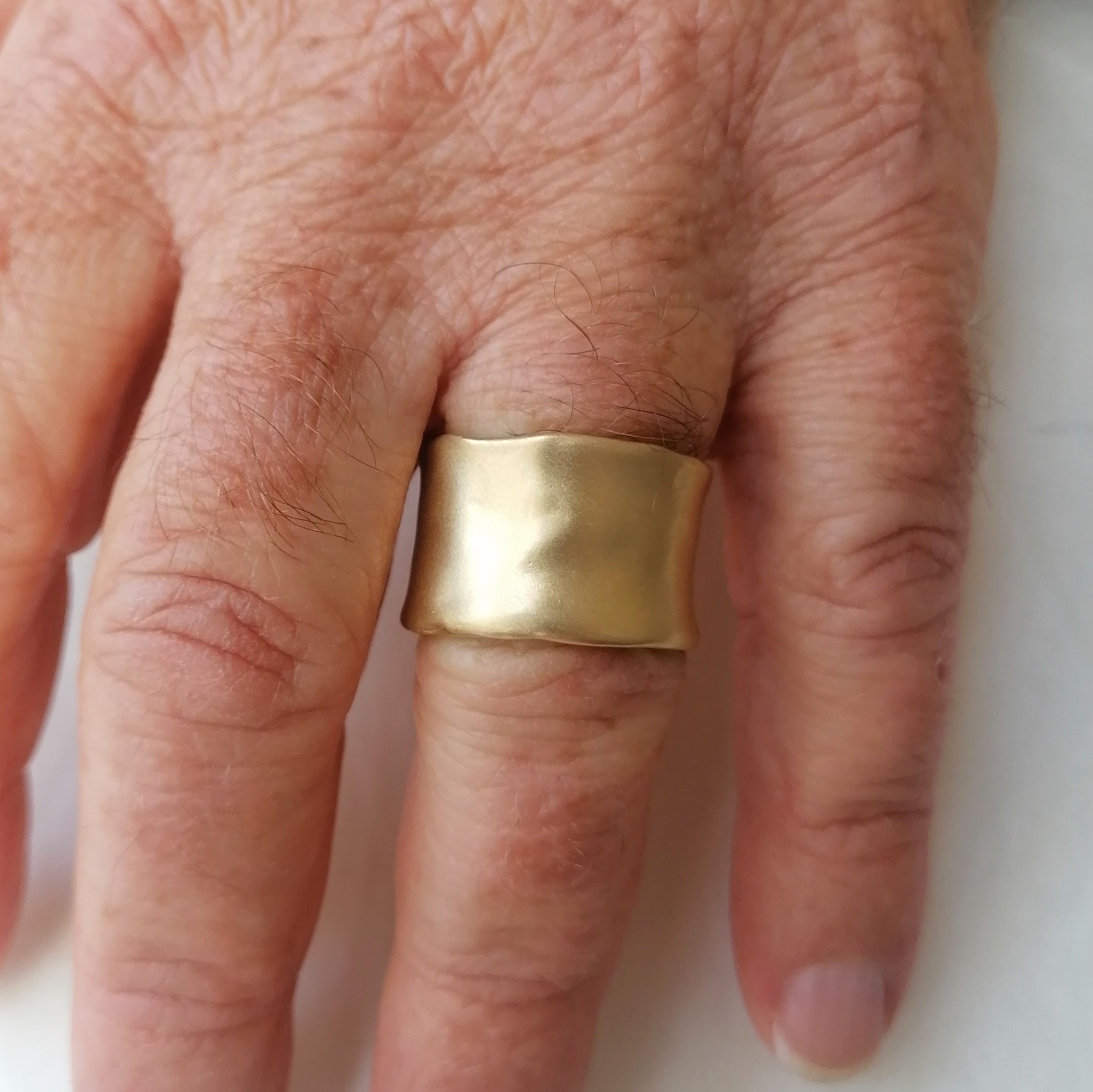 Extra Wide 18k Solid Yellow Gold Cigar Band Ring