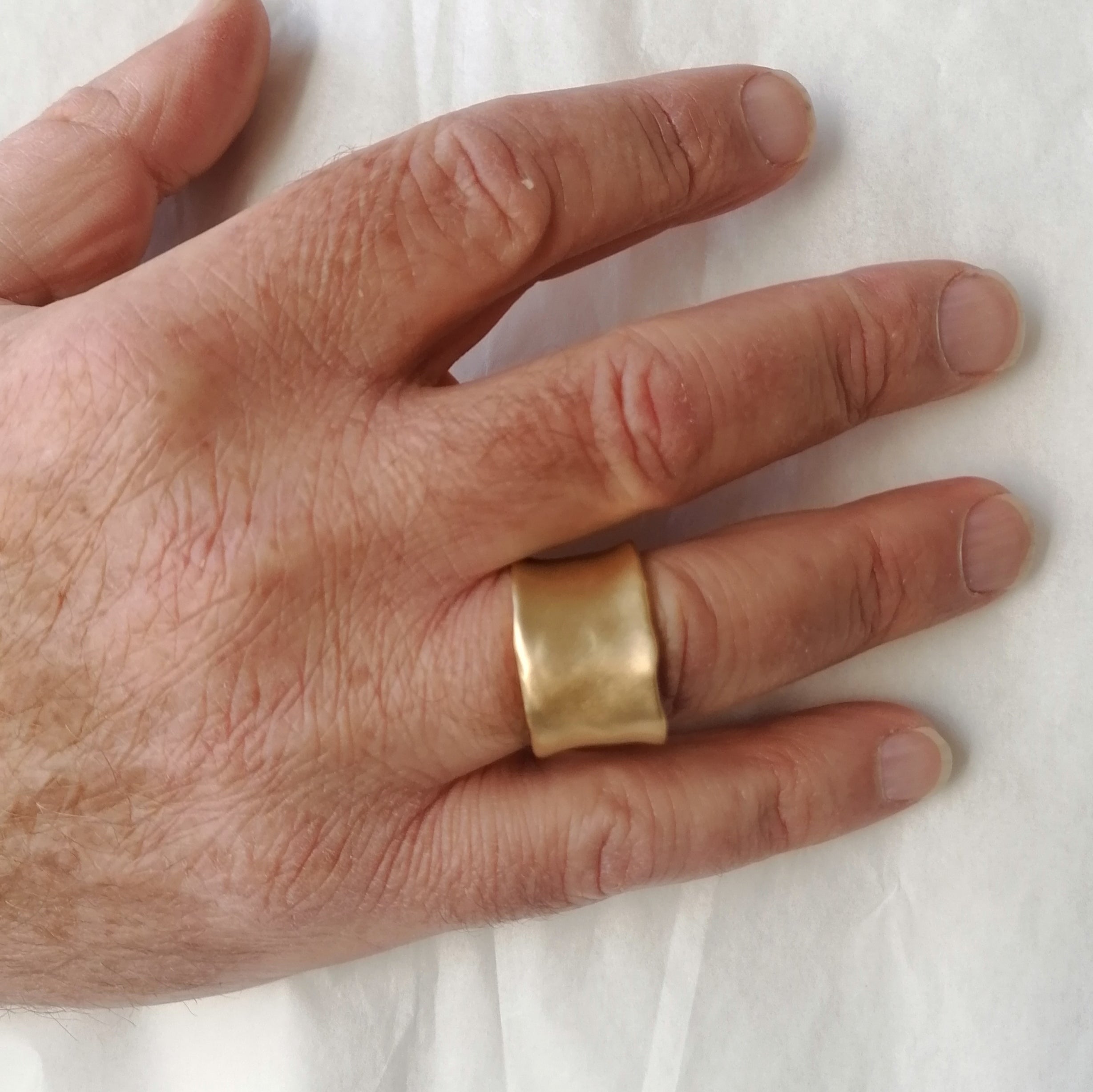 Extra Wide 18k Solid Yellow Gold Cigar Band Ring