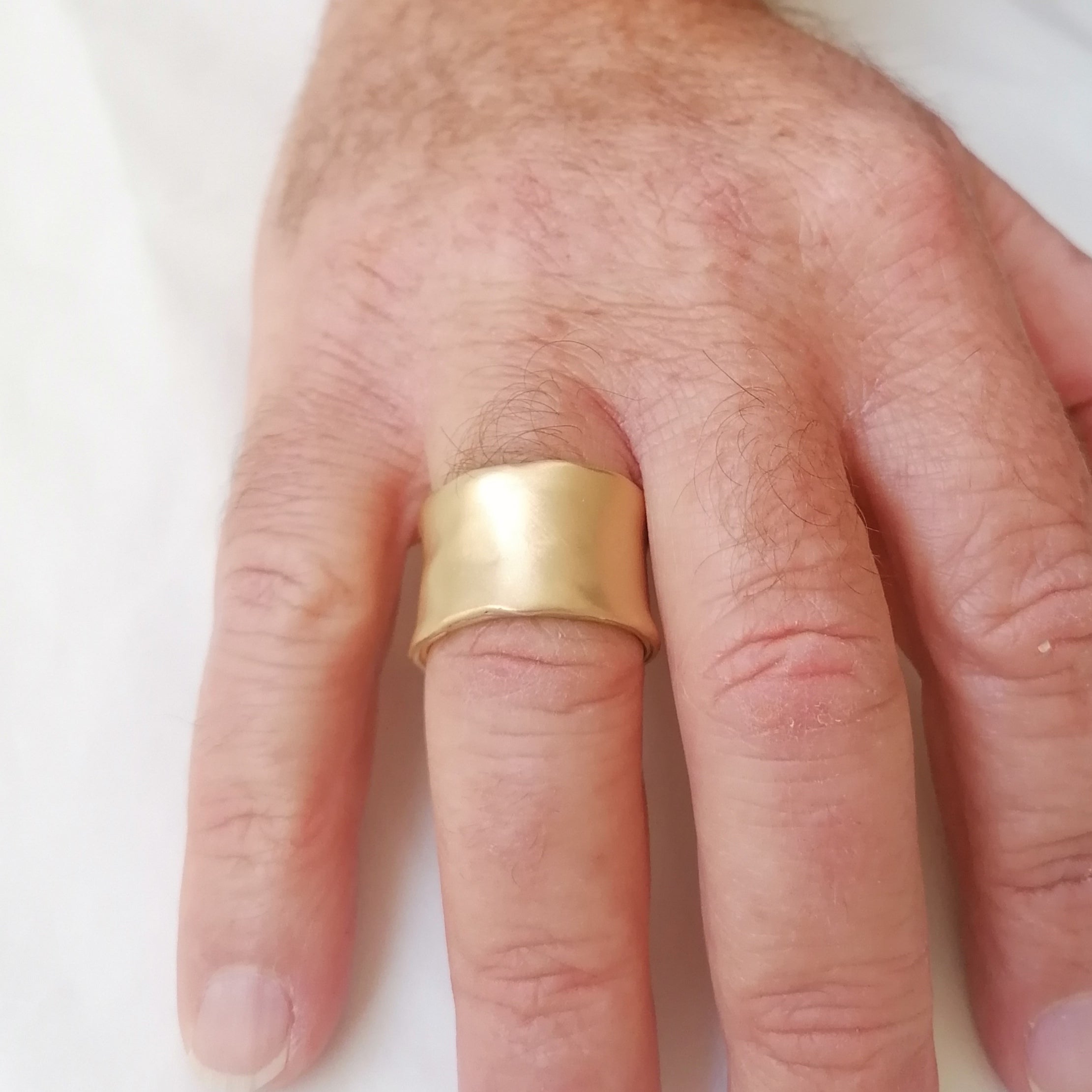 Extra Wide 18k Solid Yellow Gold Cigar Band Ring