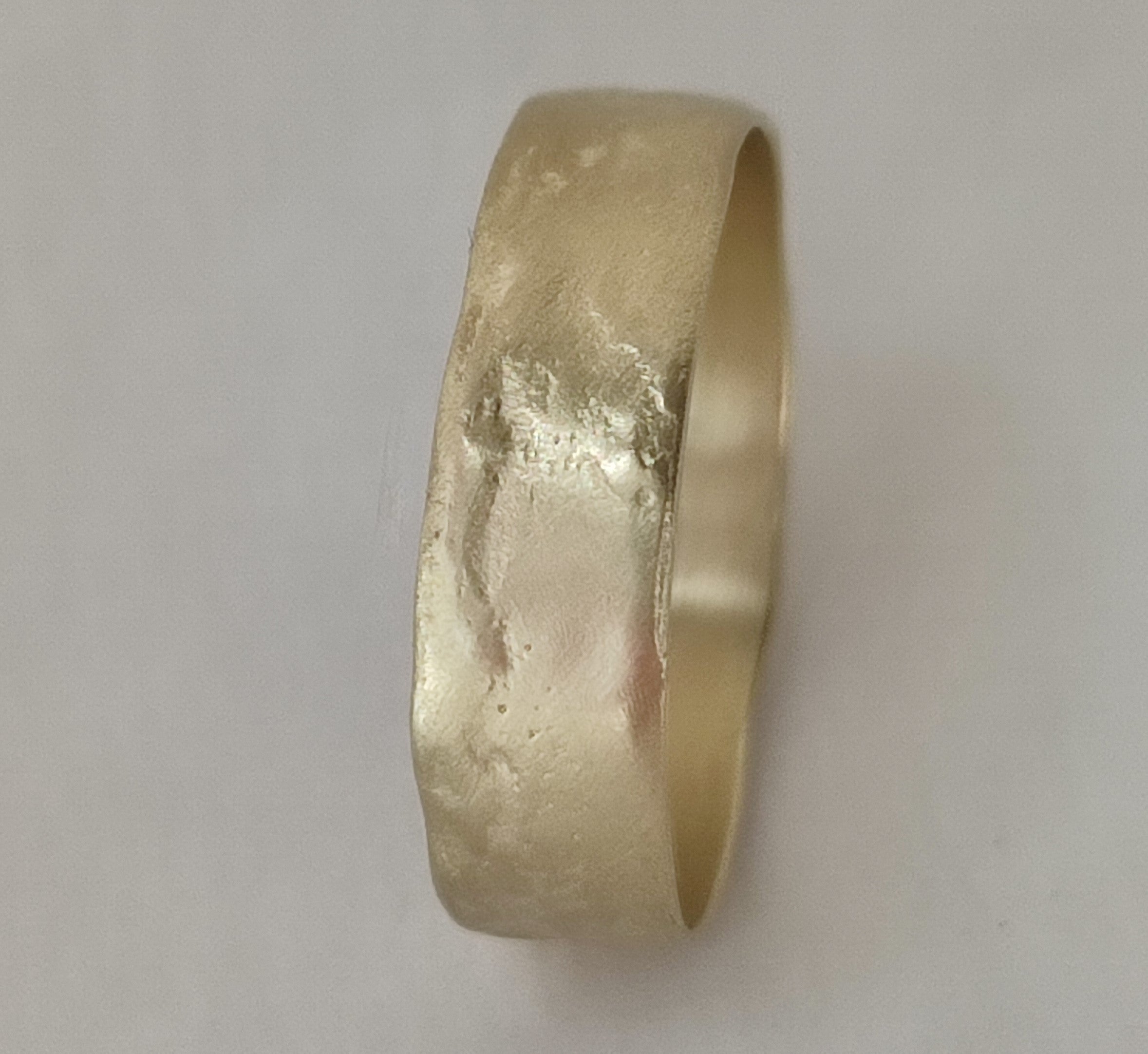 Matte Finnish Textured 14k Yellow Gold Wedding Ring 6mm Wide