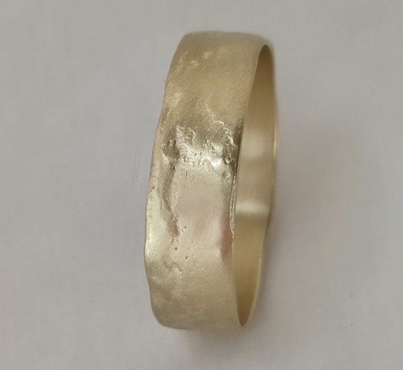 Matte Finnish Textured 14k Yellow Gold Wedding Ring 6mm Wide-ZadokGold