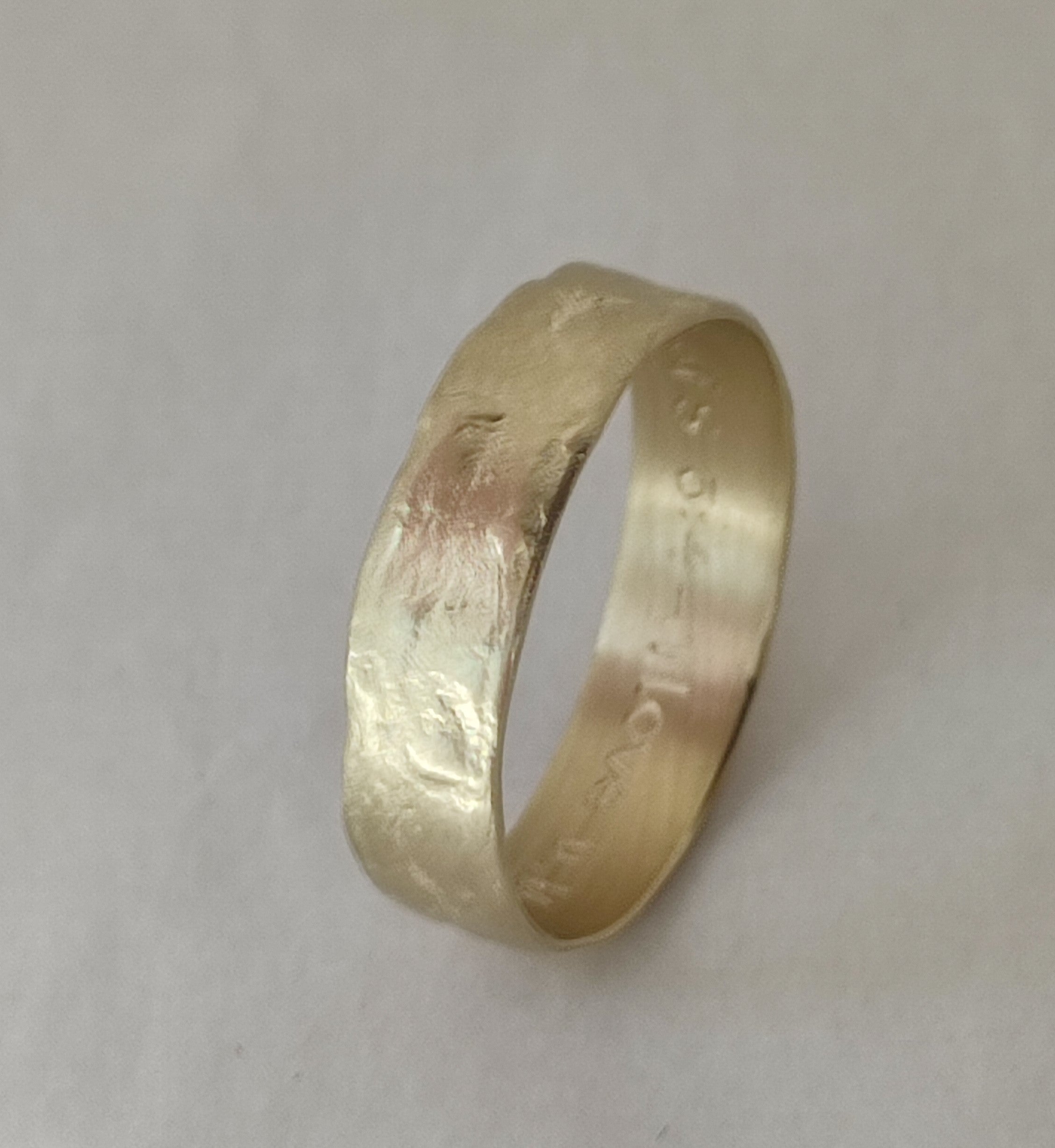 Matte Finnish Textured 14k Yellow Gold Wedding Ring 6mm Wide