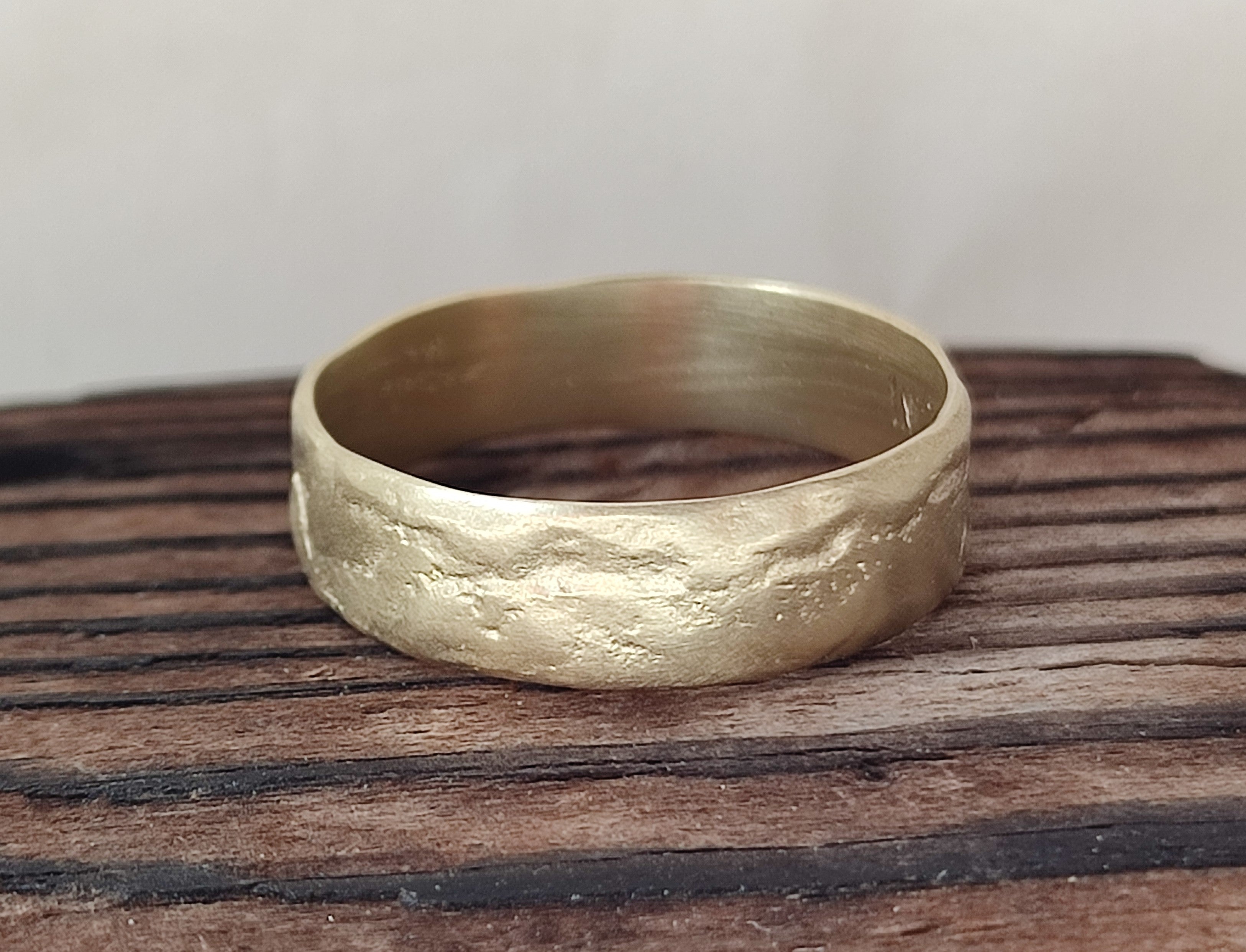 Matte Finnish Textured 14k Yellow Gold Wedding Ring 6mm Wide