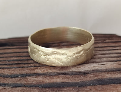 Matte Finnish Textured 14k Yellow Gold Wedding Ring 6mm Wide-ZadokGold