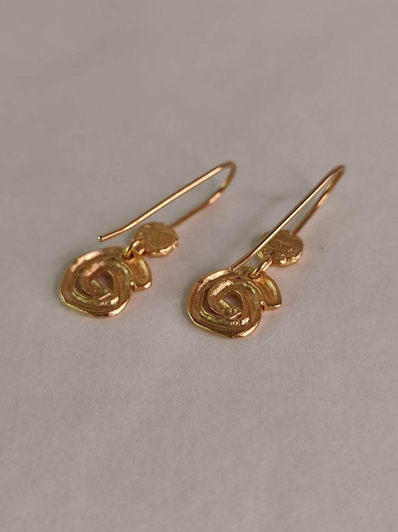 Textured Gold Spiral Gold Plated Earrings