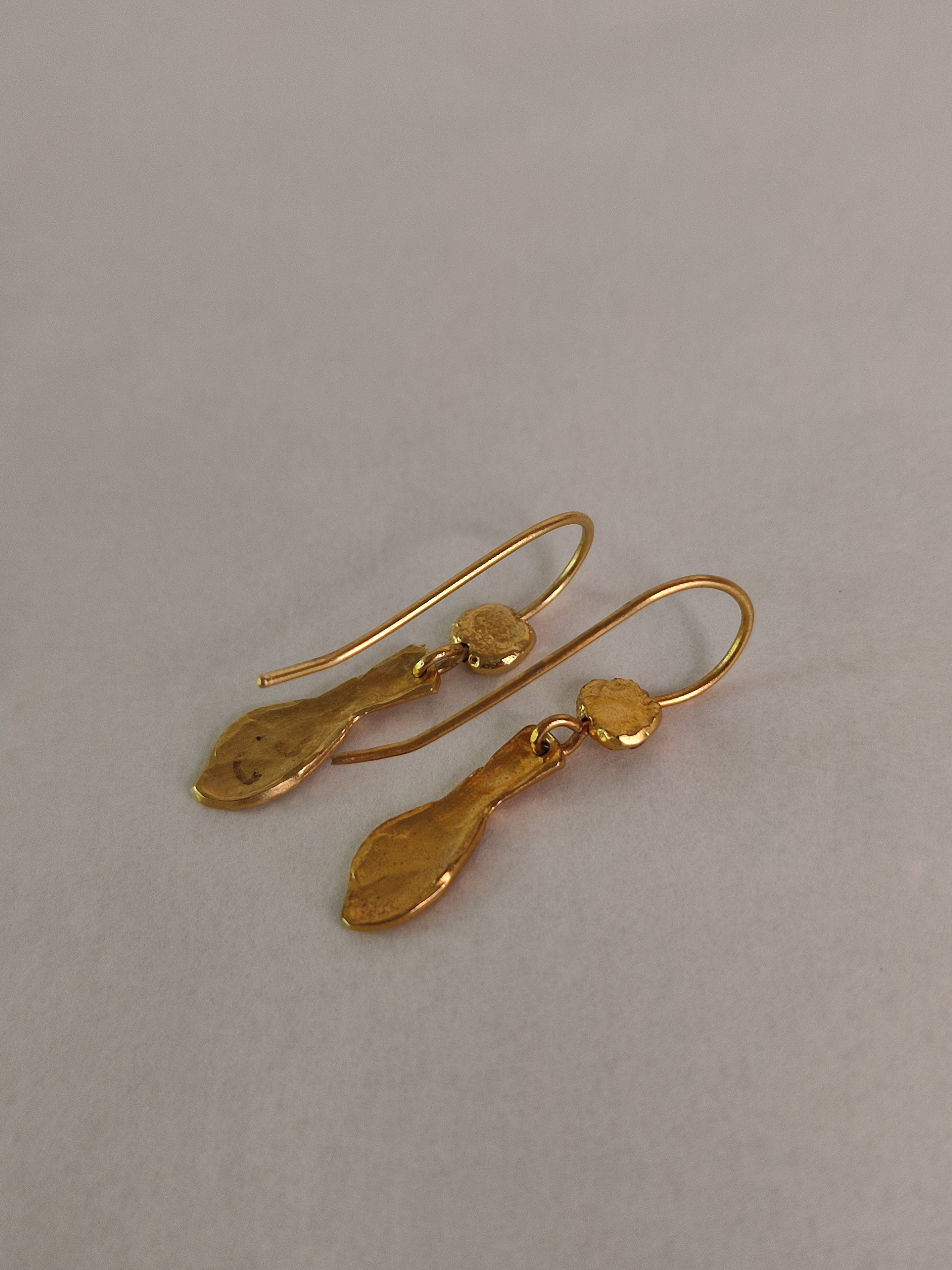 Small Gold Fish Dangle Textured Gold Plated Earrings