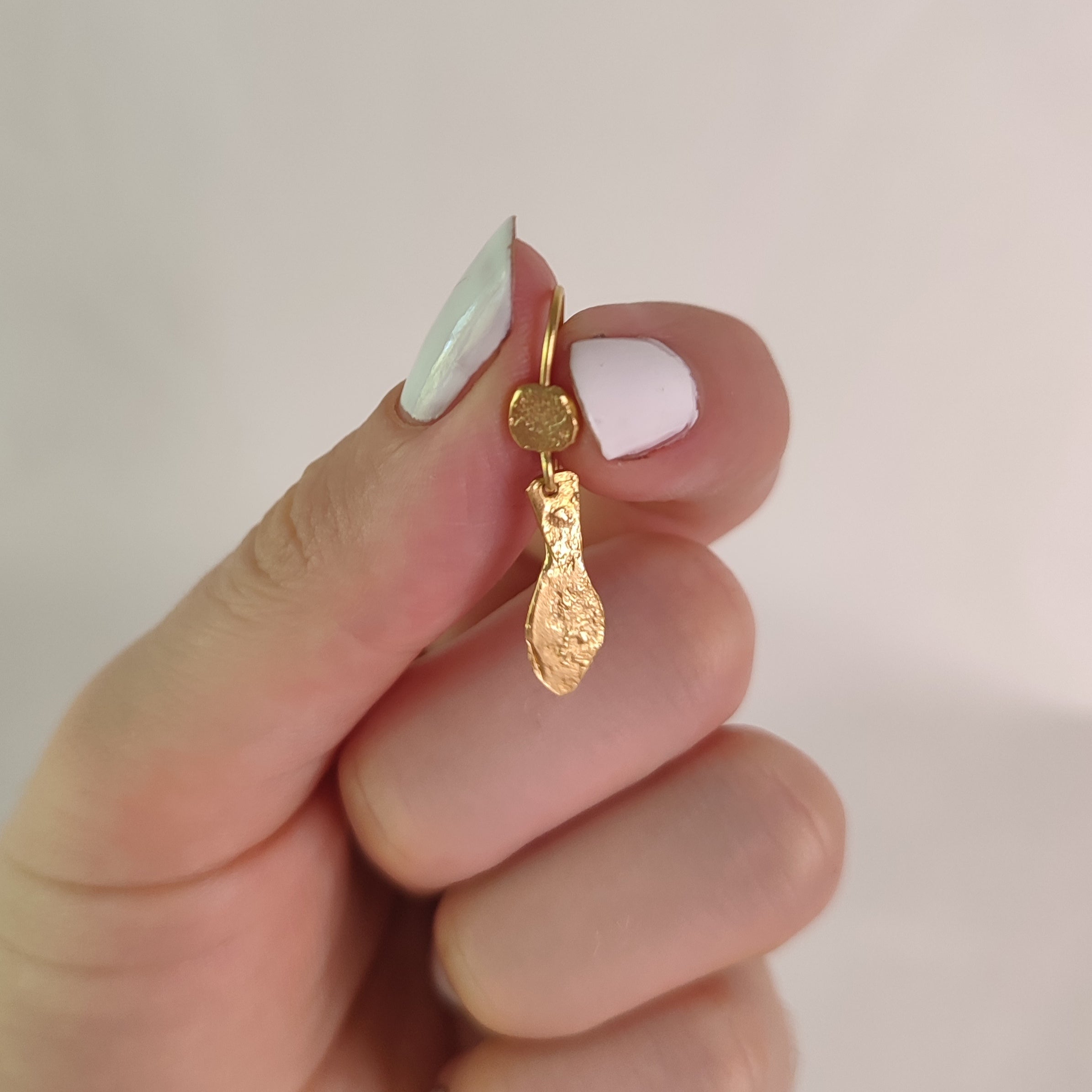 Small Gold Fish Dangle Textured Gold Plated Earrings