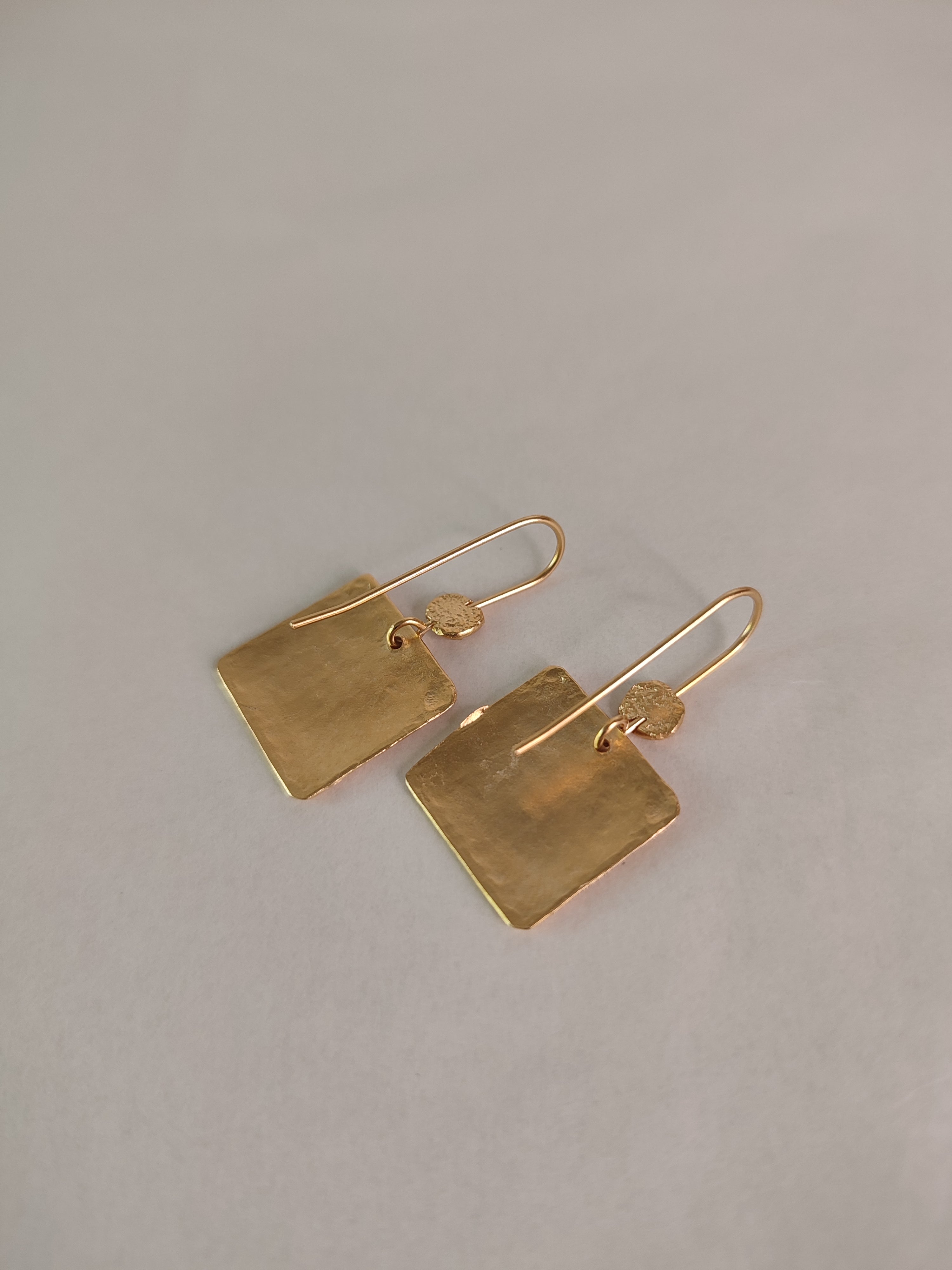 Textured Gold Plated Large Square Drop Earrings