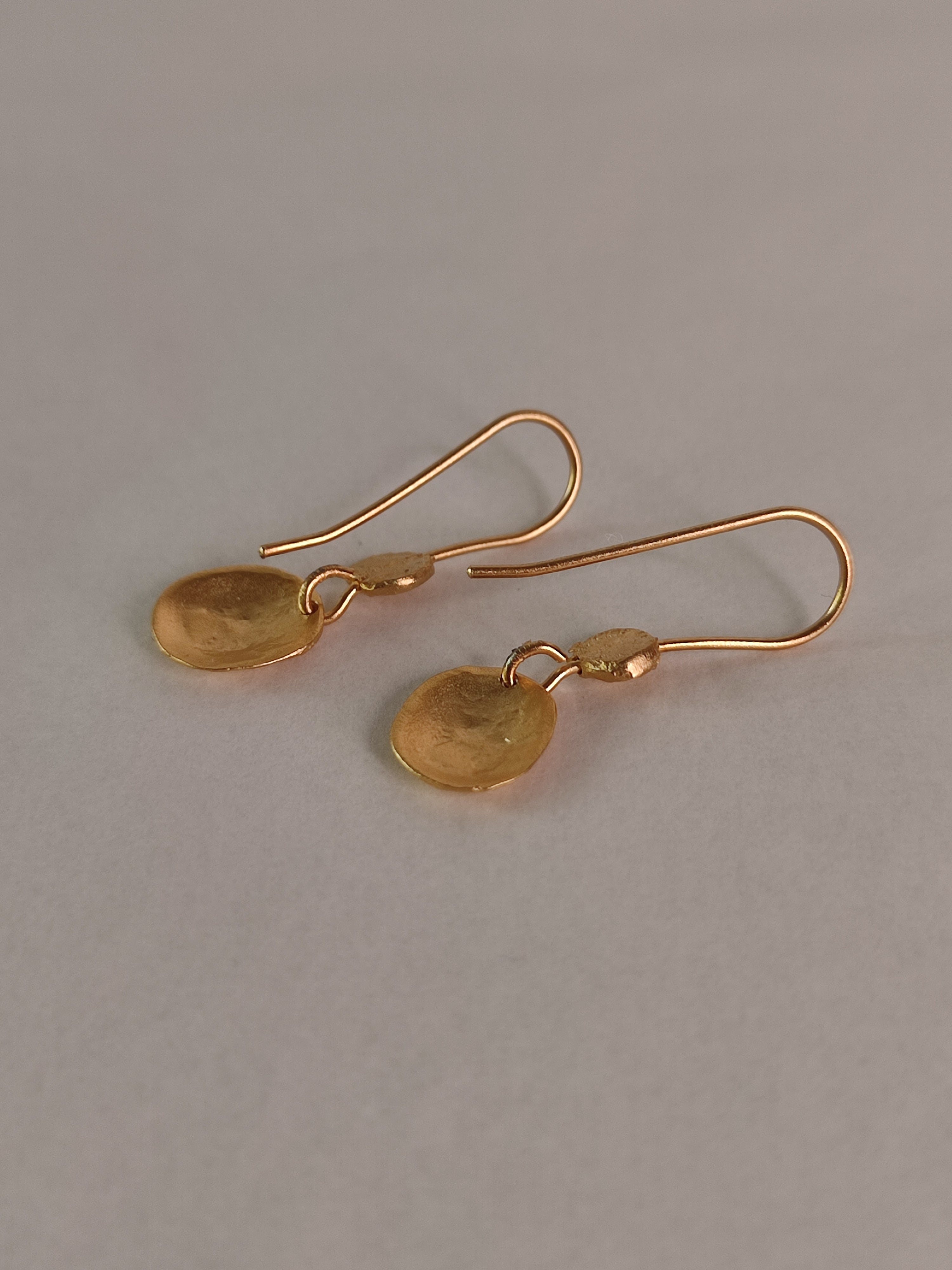 Textured Small Disc Coin Earrings Gold Plated