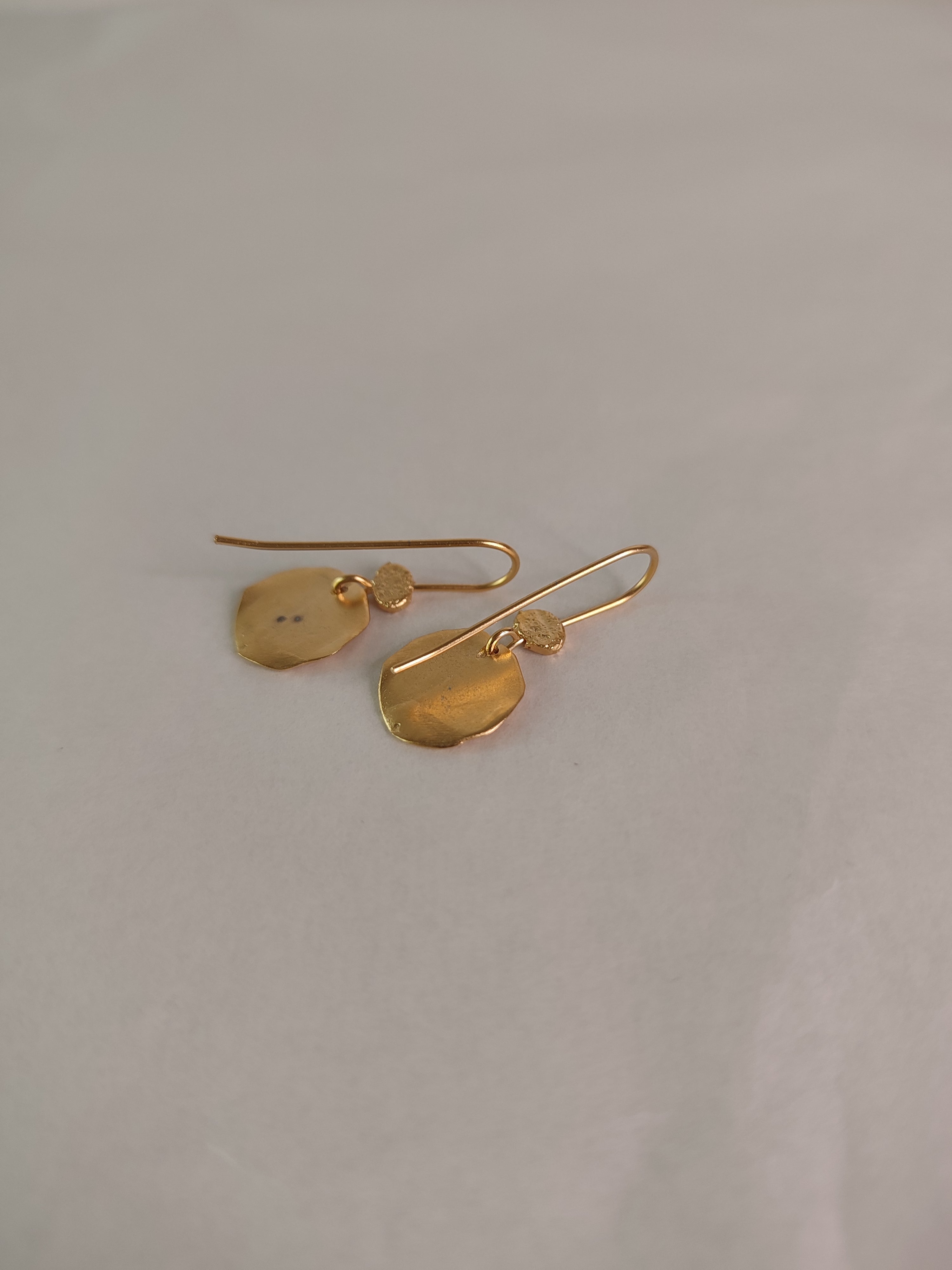 Minimalist Handmade Small 14k Gold Circle Disc Earrings