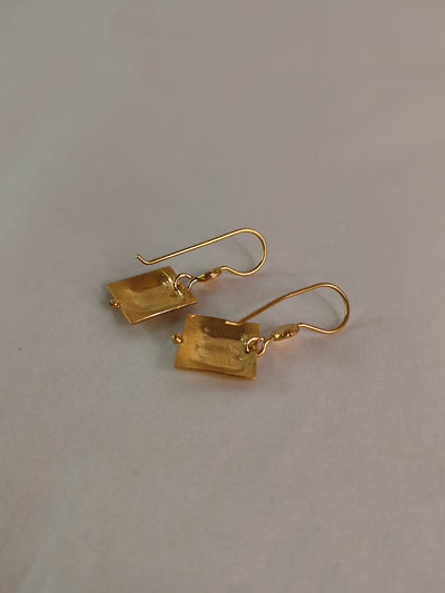 Engraved Ancient Gold Square Earrings