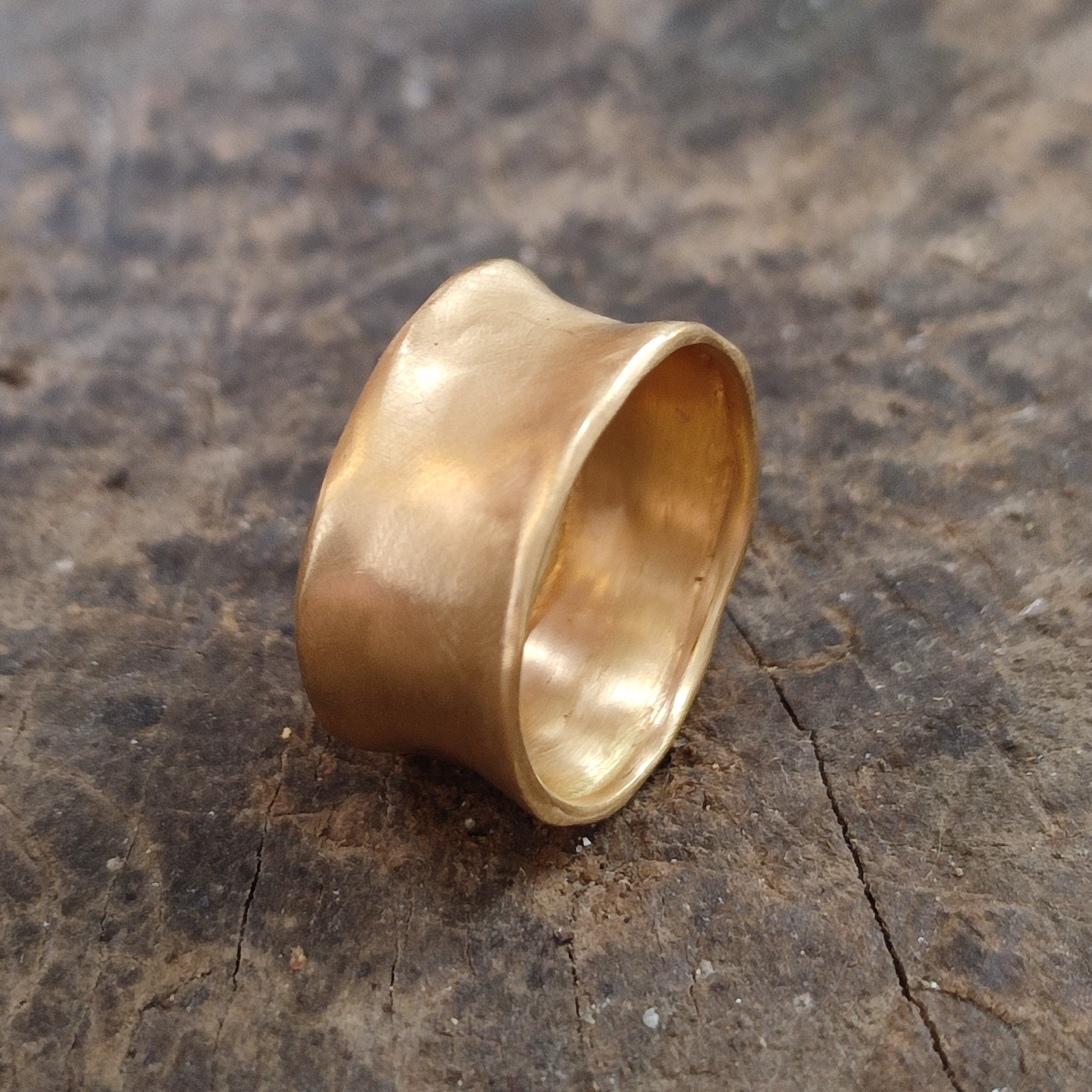 10mm Wide Wedding Ring Matte Gold Finish-ZadokGold