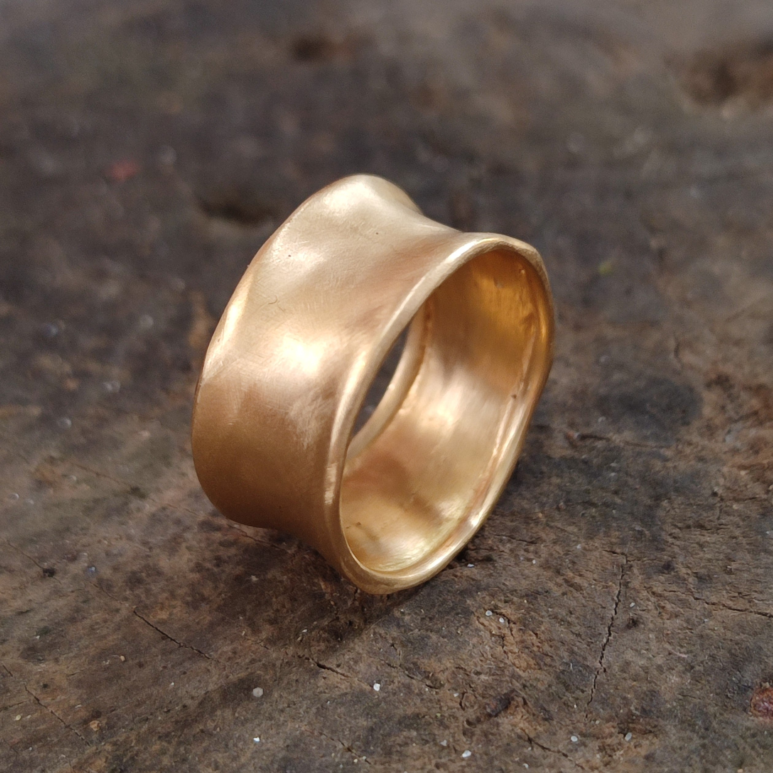 10mm Wide Wedding Ring Matte Gold Finish-ZadokGold