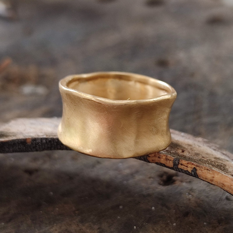 10mm Wide Wedding Ring Matte Gold Finish