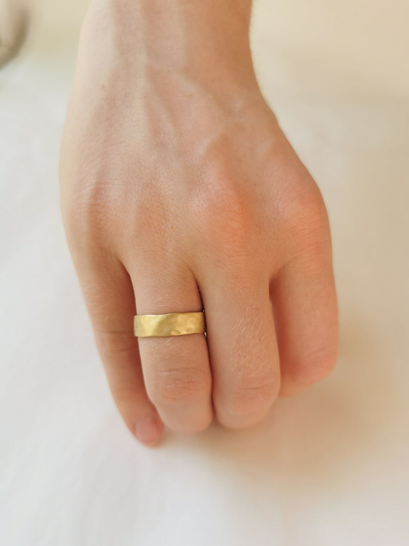 6mm Wide Chunky 18k Gold Ring for Men/Women-ZadokGold