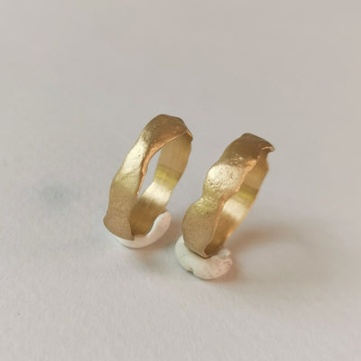 His & Hers Matching Rustic Textured Gold Wedding Ring Set-ZadokGold