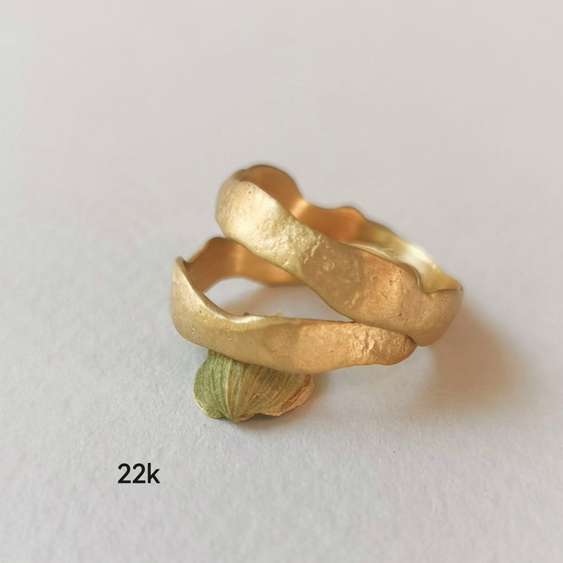 His & Hers Matching Rustic Textured Gold Wedding Ring Set-ZadokGold