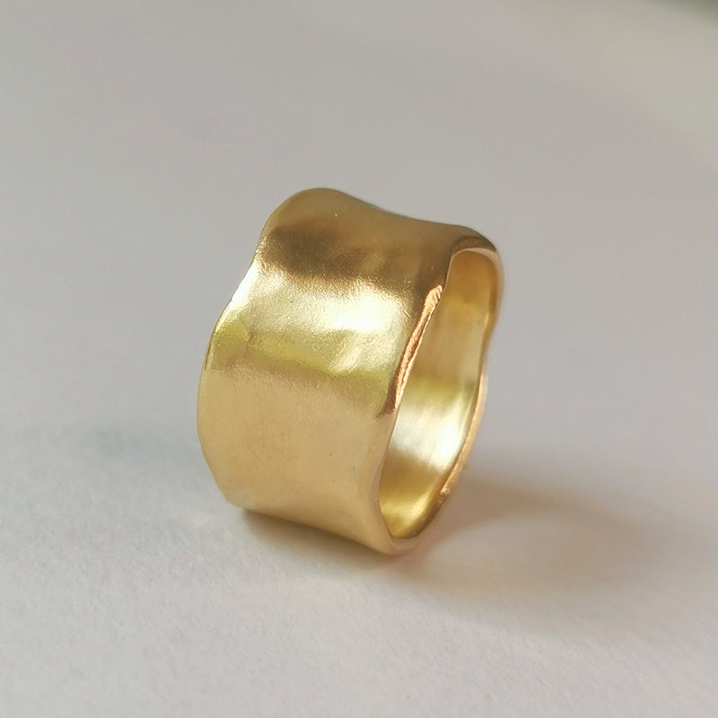 Smooth 18k Gold 11mm Wide Cigar Band Ring-ZadokGold