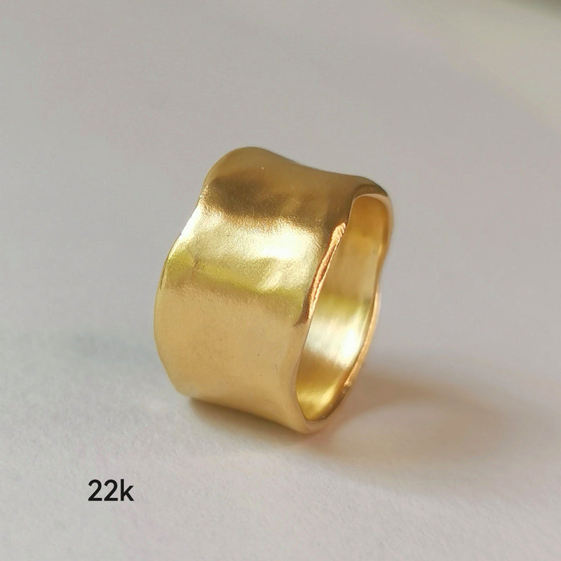 Smooth 18k Gold 11mm Wide Cigar Band Ring-ZadokGold