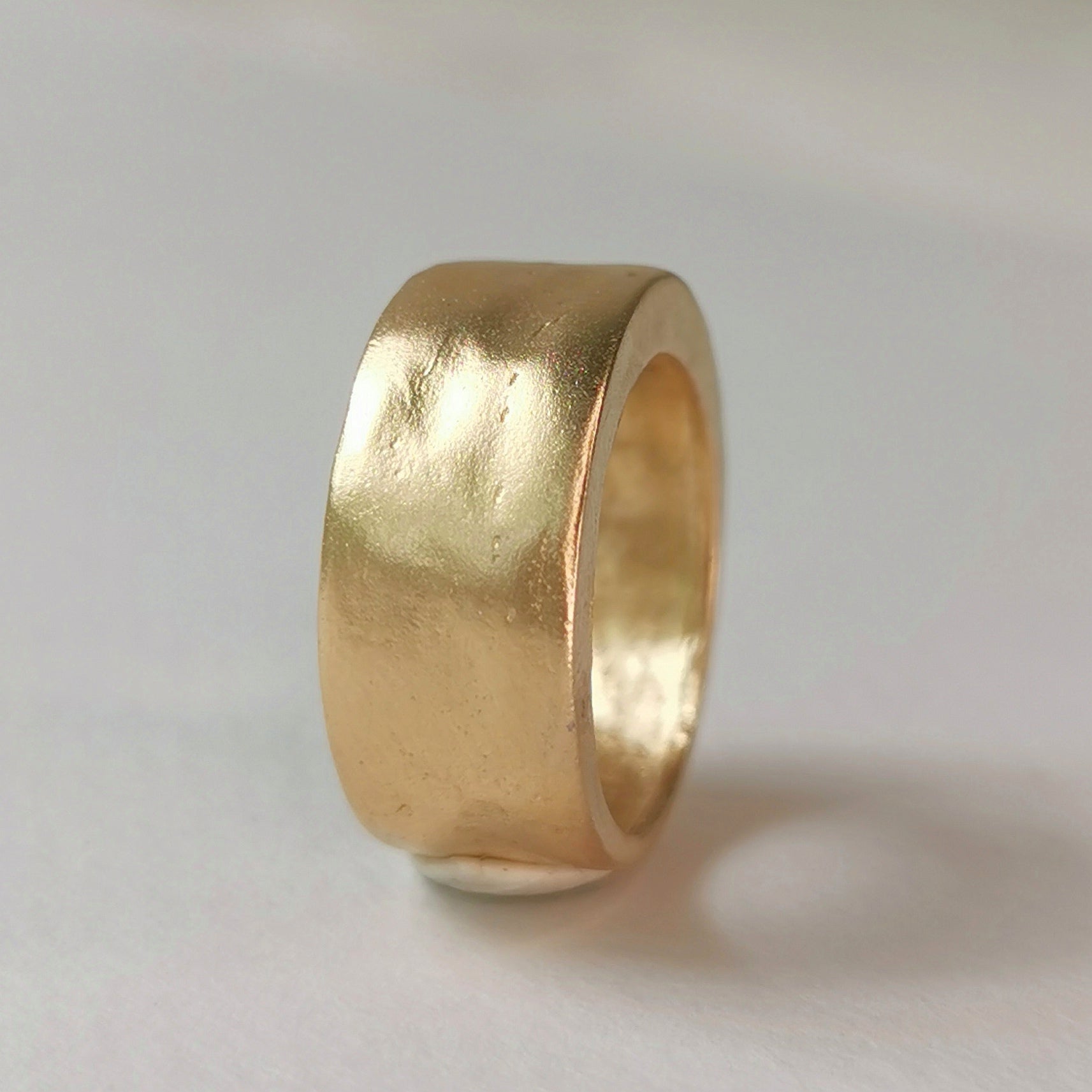 18k Solid Gold Chunky Organic Textured Extra Thick Wedding Ring