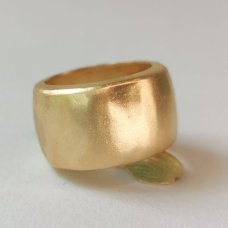 Chunky 14k Solid Gold Ring, Thick Extra Wide Gold Cigar Band Ring-ZadokGold