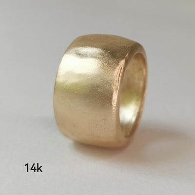 Chunky 14k Solid Gold Ring, Thick Extra Wide Gold Cigar Band Ring-ZadokGold