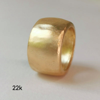 Chunky 14k Solid Gold Ring, Thick Extra Wide Gold Cigar Band Ring-ZadokGold