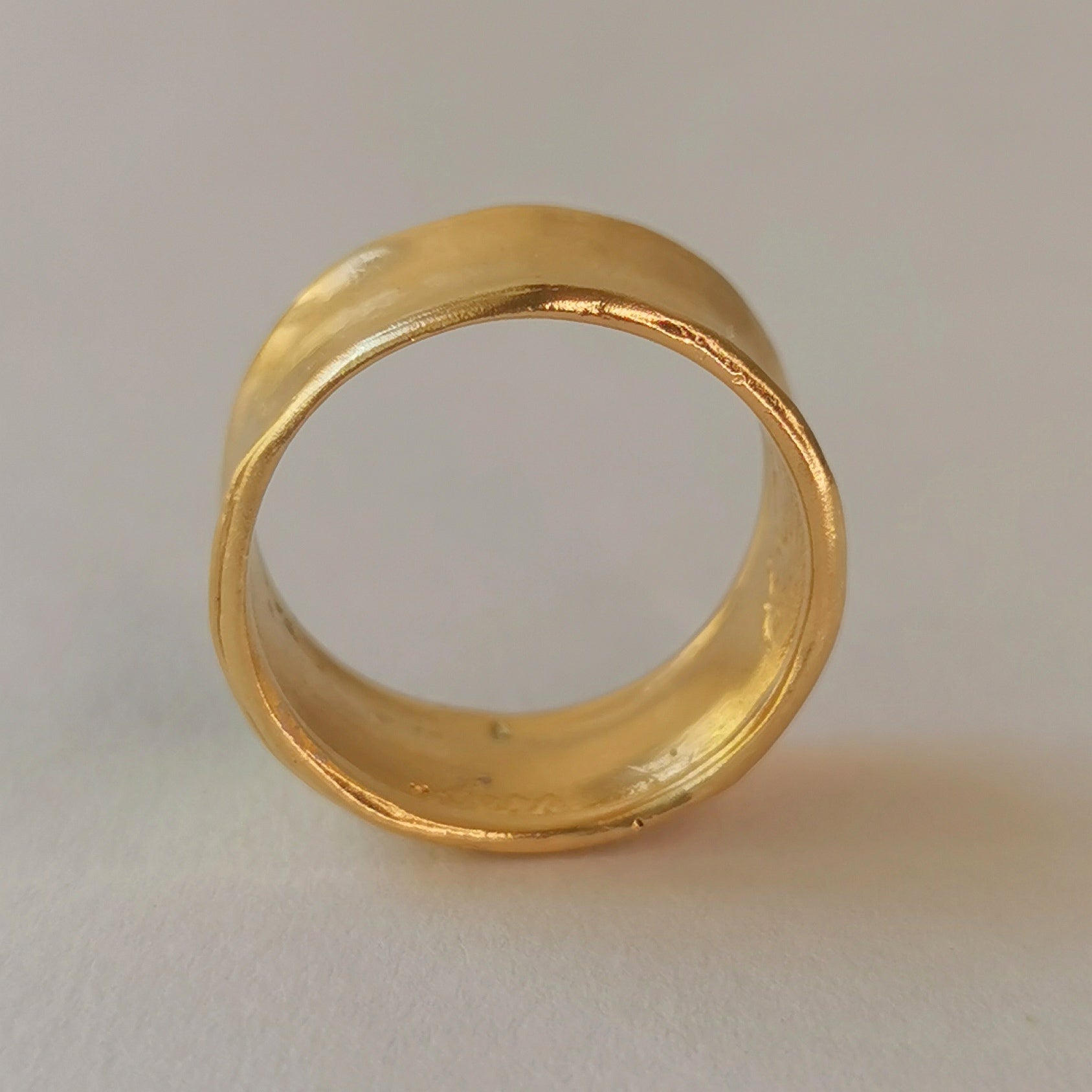 Organic Style 9mm Wide 18k Solid Gold Smooth Wedding Ring