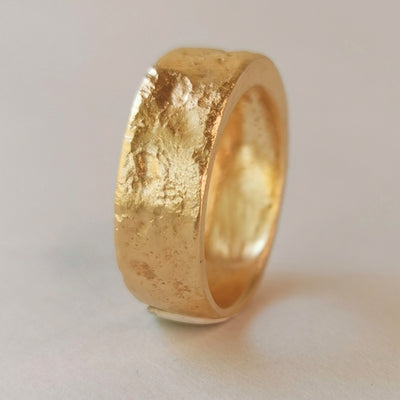 Thick 18k Solid Gold Ring Rough Textured-ZadokGold