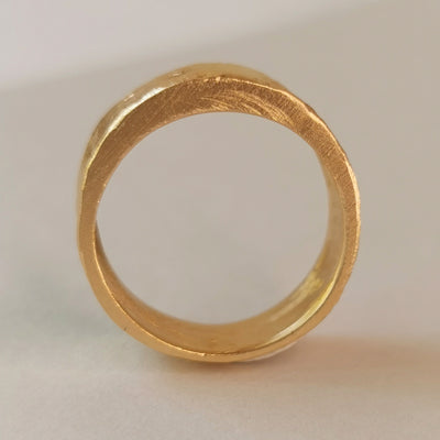 Thick 18k Solid Gold Ring Rough Textured-ZadokGold