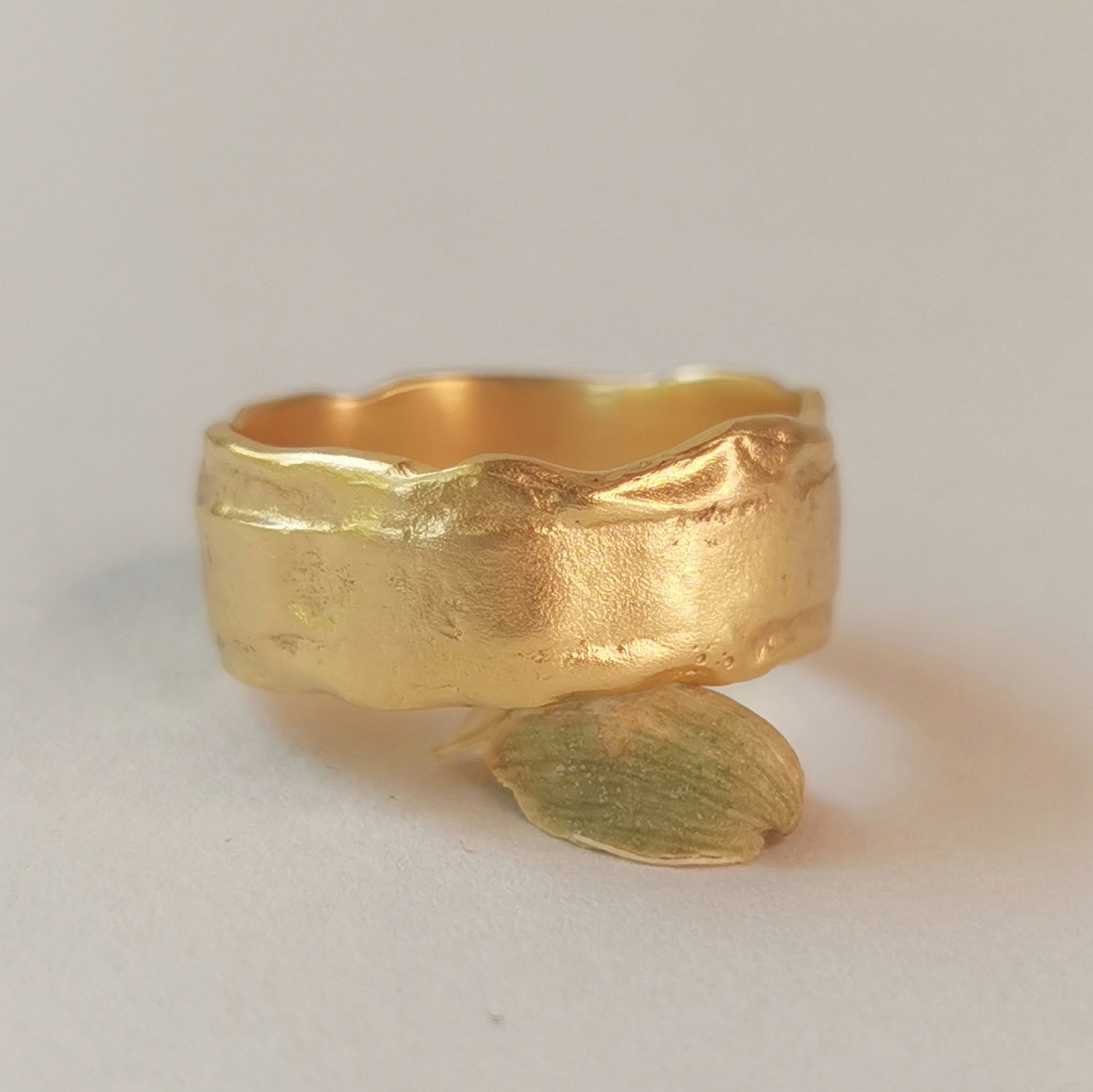 Rustic 18k Yellow Gold Ring Textured Gold