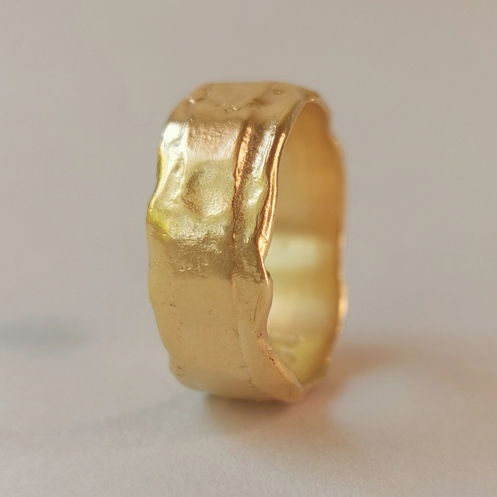 Rustic 18k Yellow Gold Ring Textured Gold