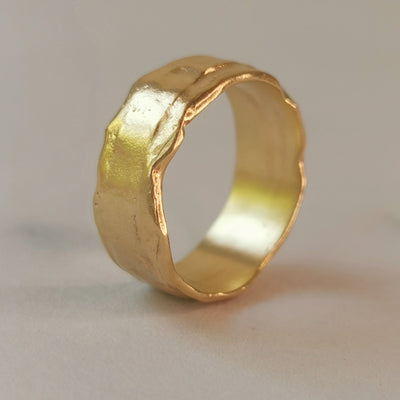 Rustic 18k Yellow Gold Ring Textured Gold-ZadokGold