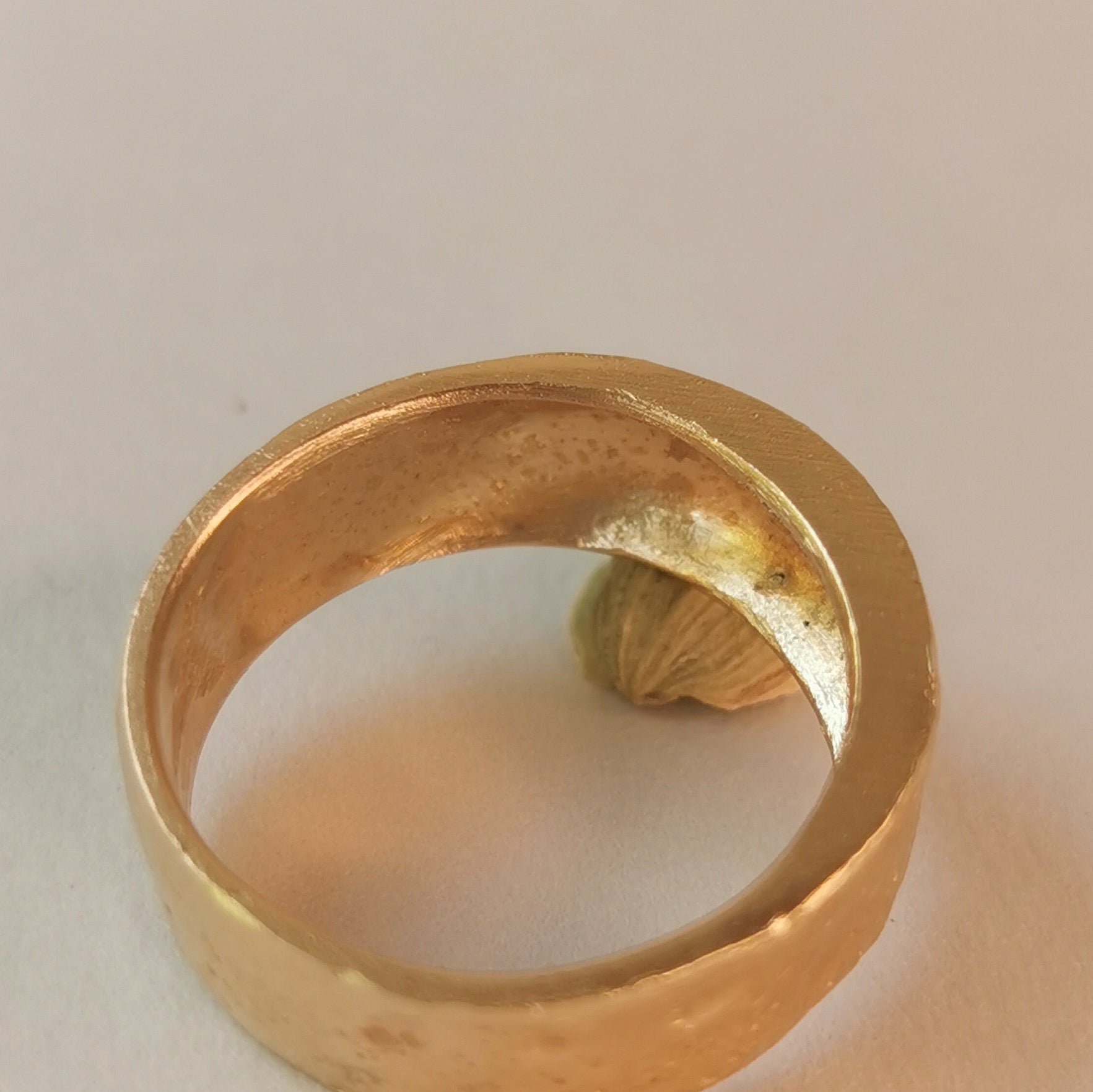 Thick 18k Solid Gold Ring Rough Textured