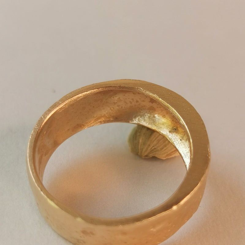 Thick 18k Solid Gold Ring Rough Textured-ZadokGold