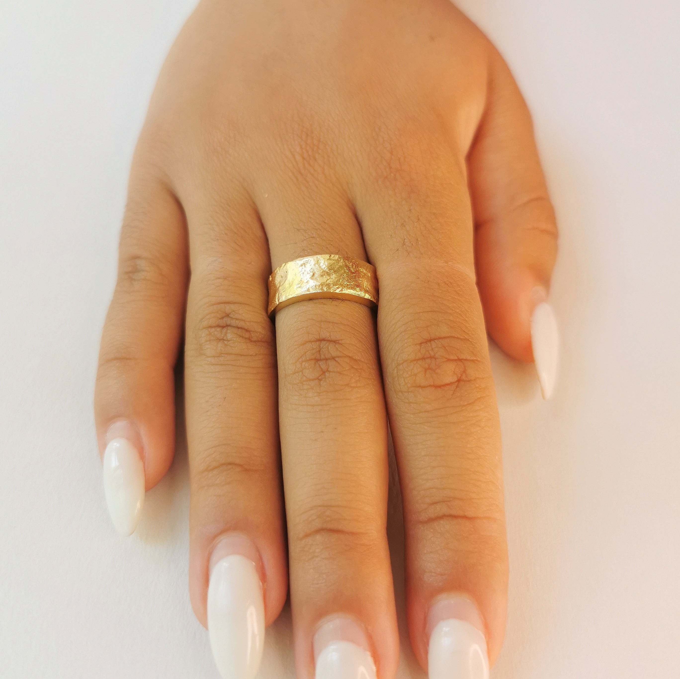 Thick 18k Solid Gold Ring Rough Textured