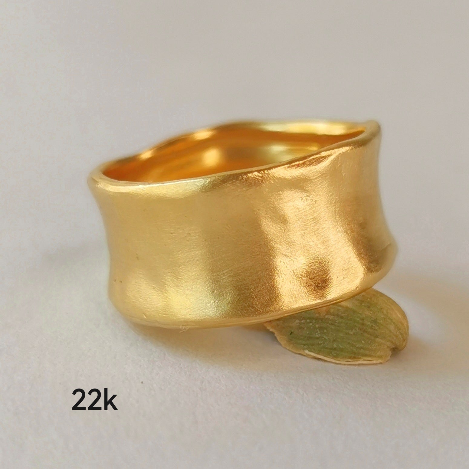 Organic Style 9mm Wide 18k Solid Gold Smooth Wedding Ring