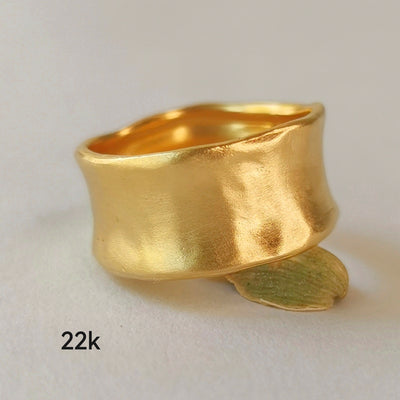 Organic Style 9mm Wide 18k Solid Gold Smooth Wedding Ring-ZadokGold