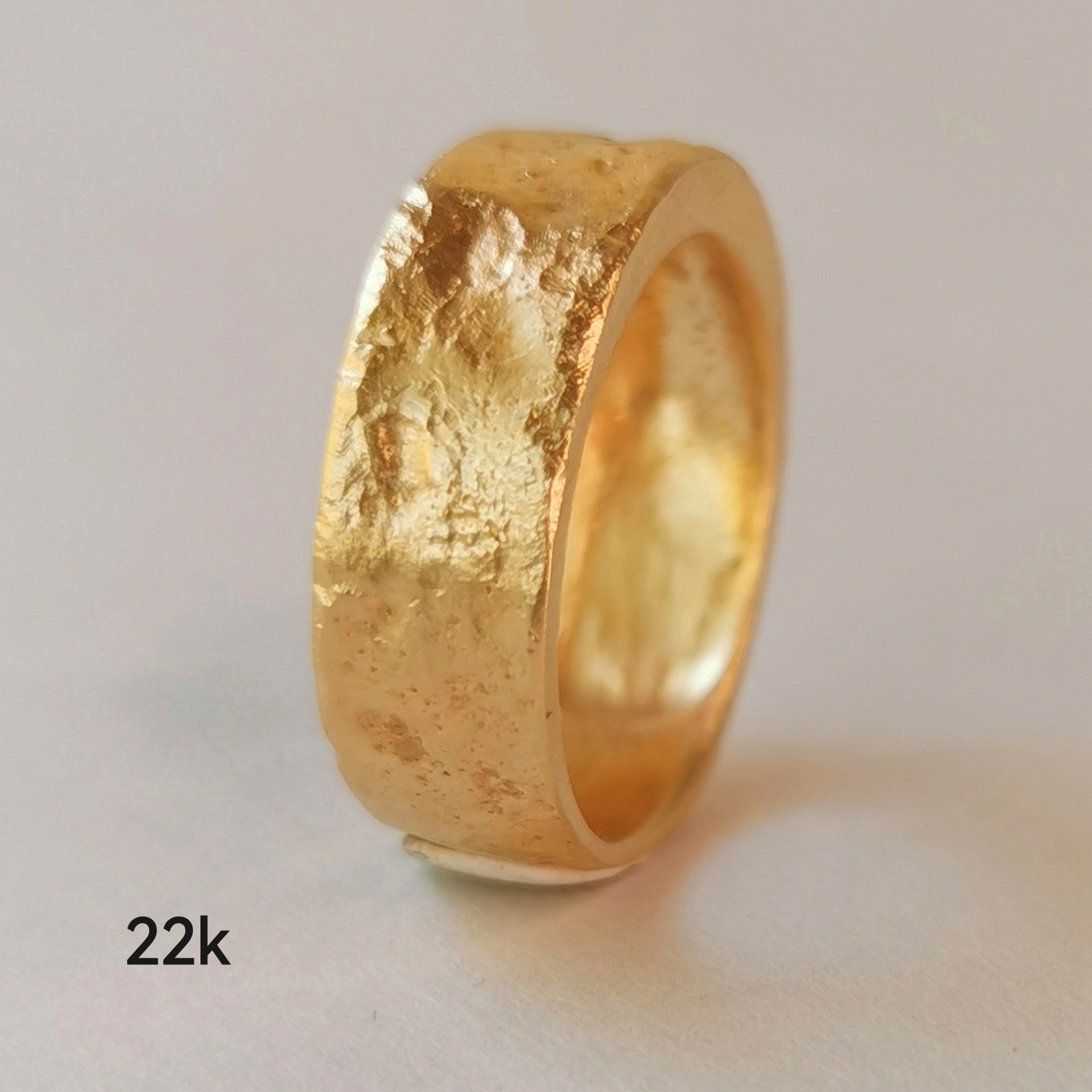 Thick 18k Solid Gold Ring Rough Textured