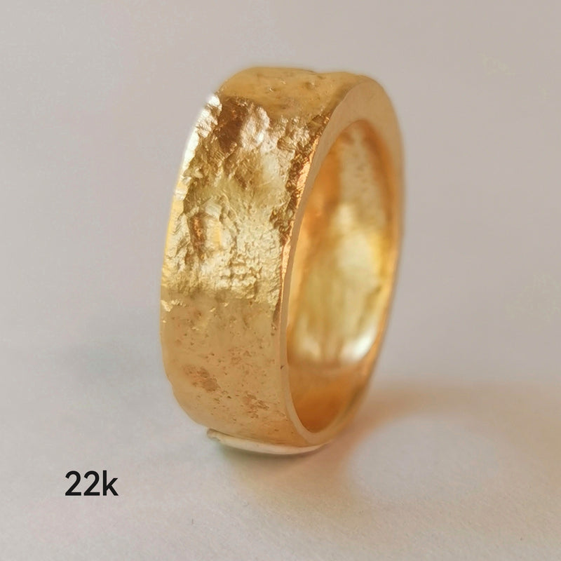 Thick 18k Solid Gold Ring Rough Textured-ZadokGold