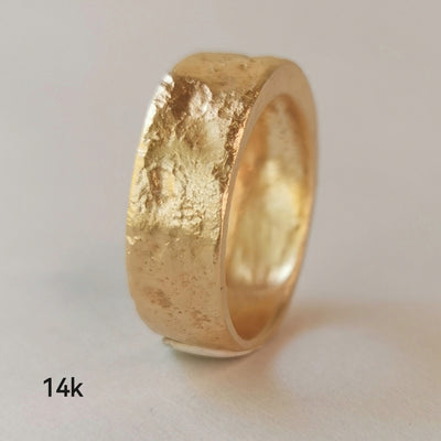 Thick 18k Solid Gold Ring Rough Textured-ZadokGold