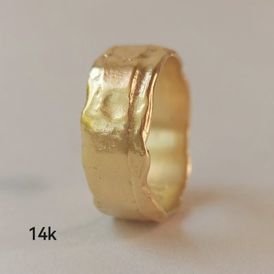 Rustic 18k Yellow Gold Ring Textured Gold-ZadokGold