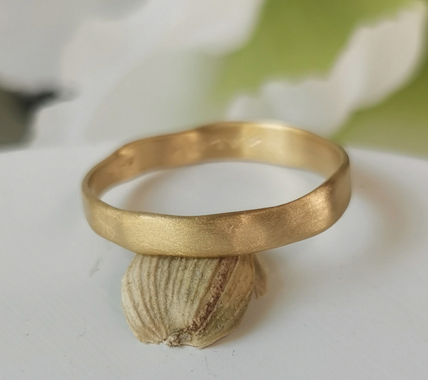 14k Handmade Smooth Matte Gold Ring